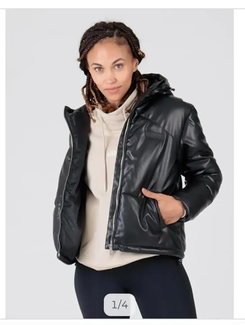 Parka negra de invierno con capucha - 3