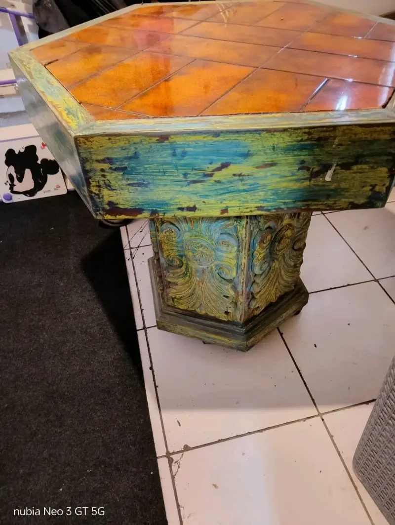 Mesa de madera octagonal - 2