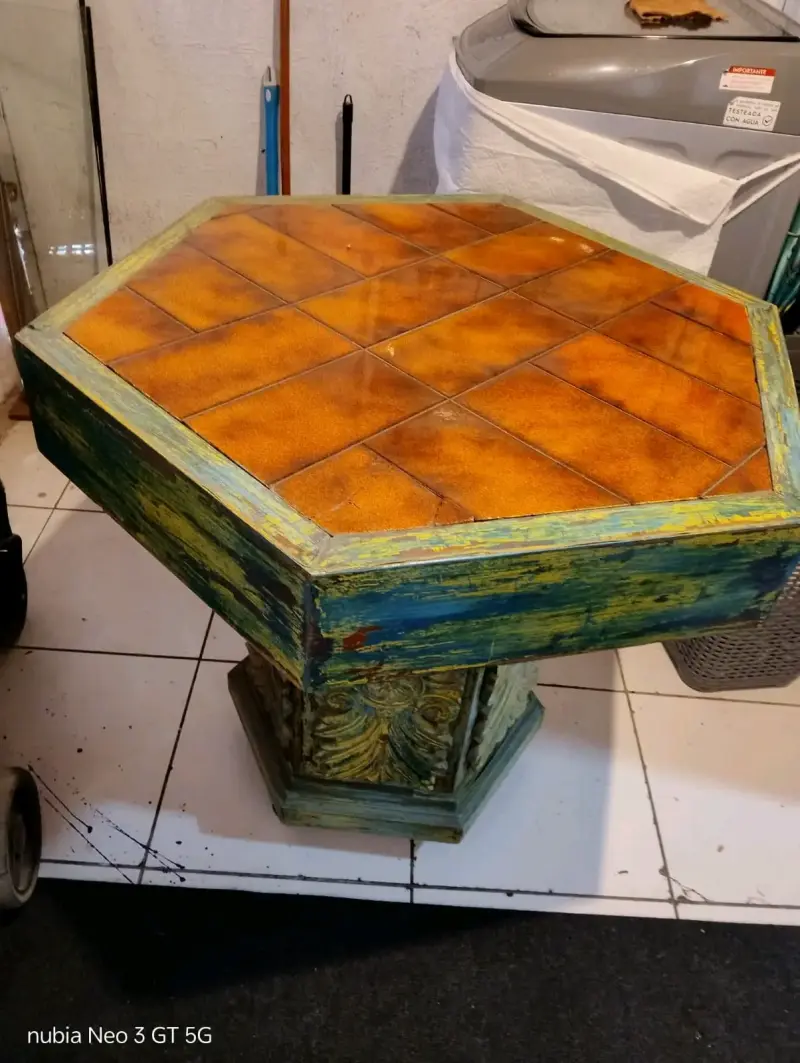 Mesa de madera octagonal - 3