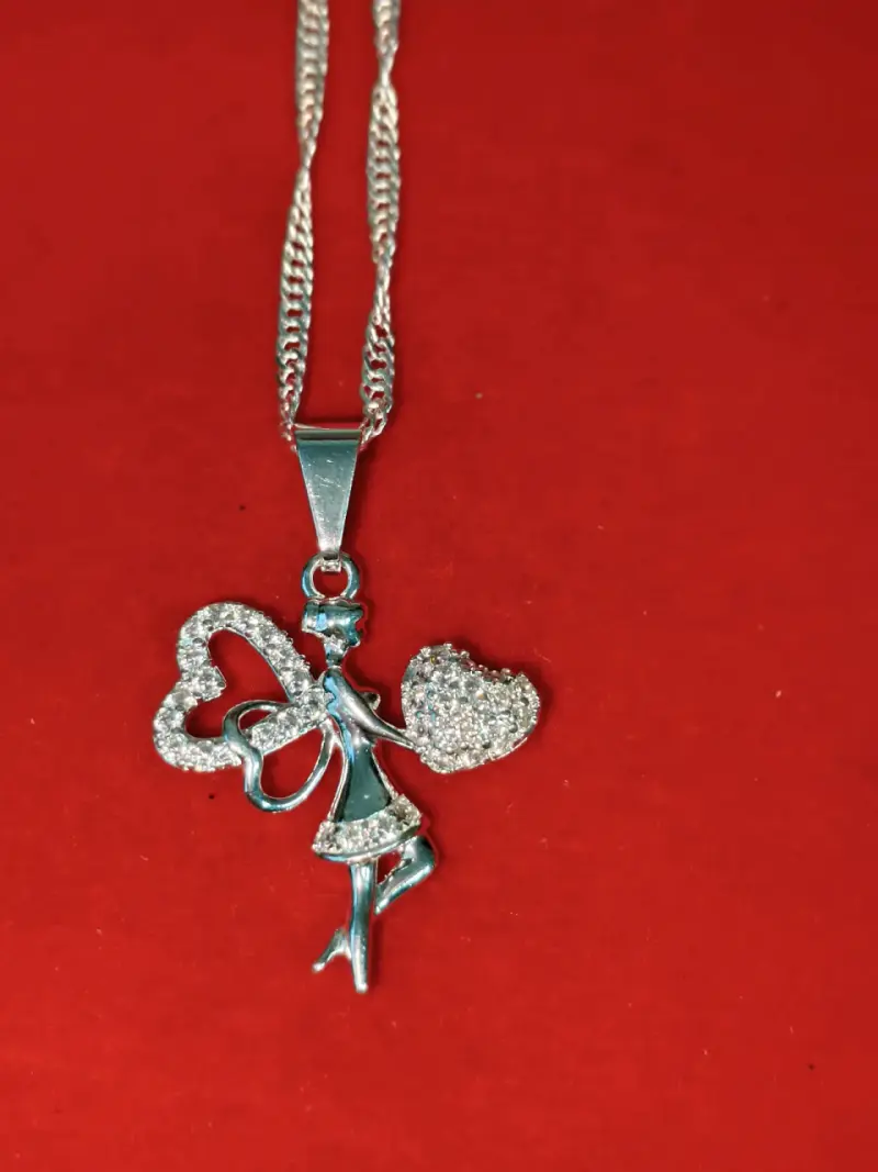 Collar con colgante de ángel, plata 925 nacional - 1