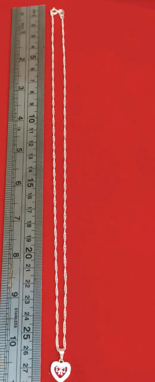 Collar con colgante corazón, plata 925, nacional - 3