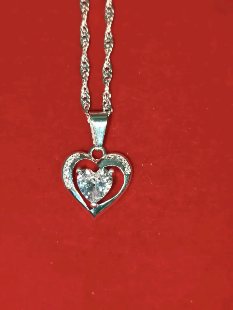 Collar corazón de plata 925, nacional - 1