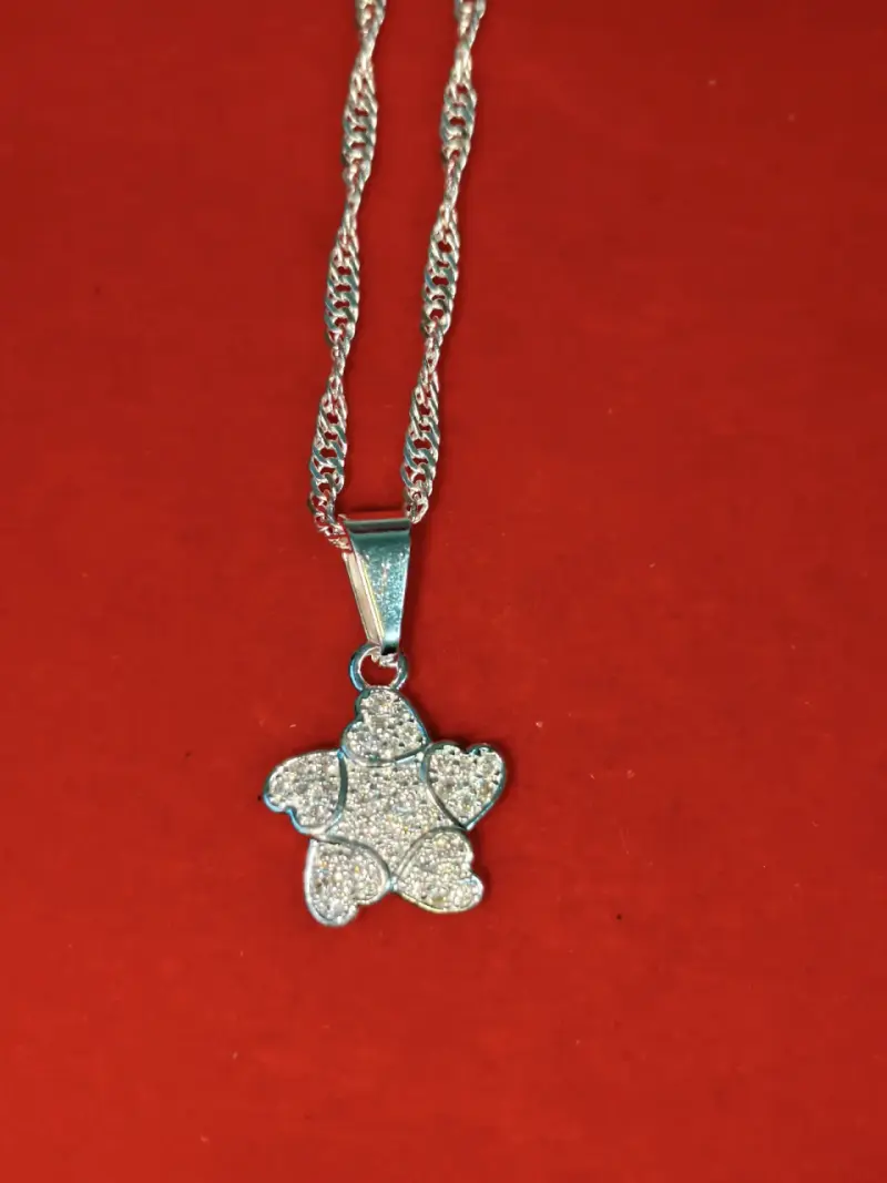 Collar con dije estrella brillante, plata 925, nav - 1