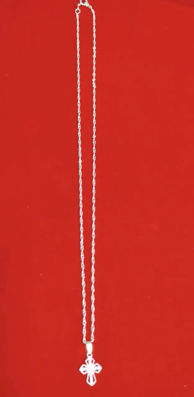 Collar de cruz plateada, plata 925, nacional - 2