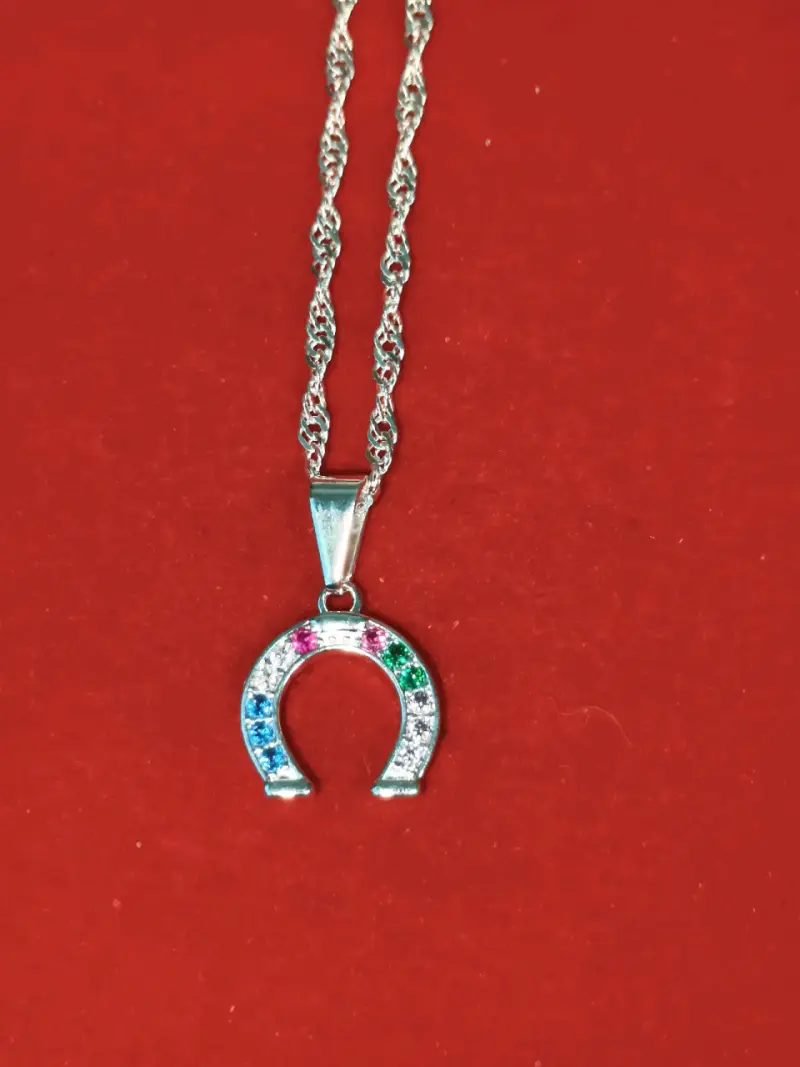 Collar de herradura con brillantes, plata 925, nac - 1