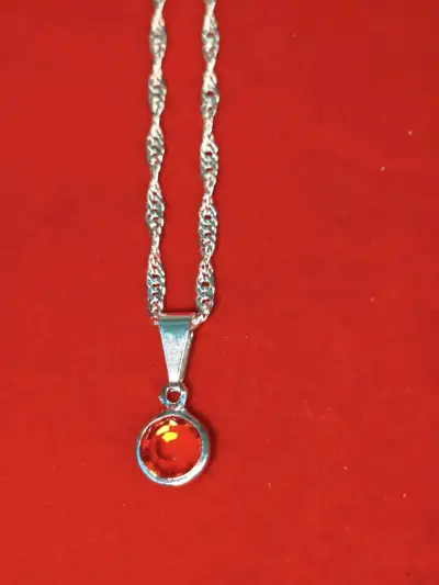 Collar con colgante de piedra roja, plata 925, nqc - miniatura 1