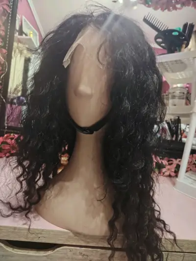 Peluca de cabello rizado negro - miniatura 1