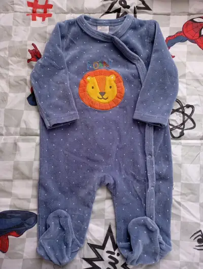 Pijama azul de león para bebé - miniatura 1