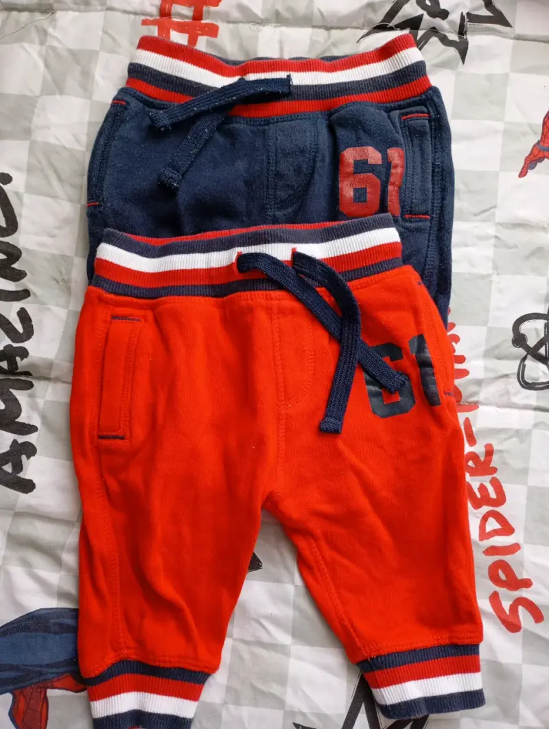 Pack pantalones bebé azul y naranjo