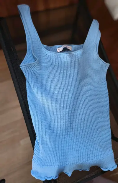 Polera azul sin mangas mango xl - miniatura 1