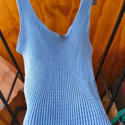 Polera azul sin mangas mango xl - miniatura 5