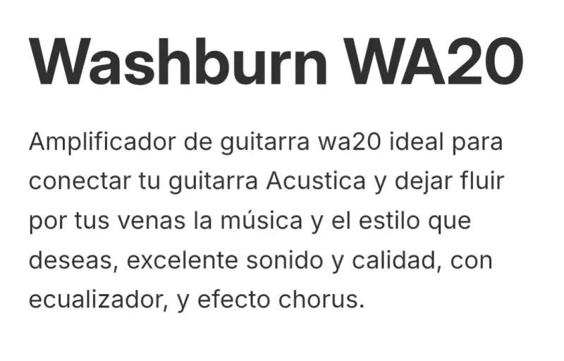 Amplificador guitarra Washburn WA20 - 3