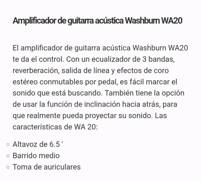 Amplificador guitarra Washburn WA20 - 4