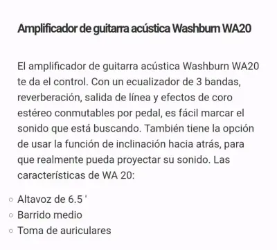 Amplificador guitarra Washburn WA20 - miniatura 4