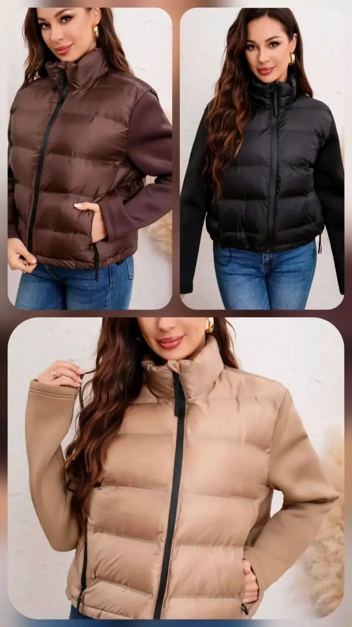 Chaqueta acolchada color beige