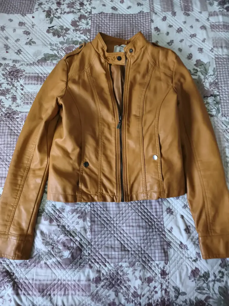Chaqueta de cuero color mostaza - 1