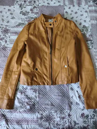 Chaqueta de cuero color mostaza - miniatura 1
