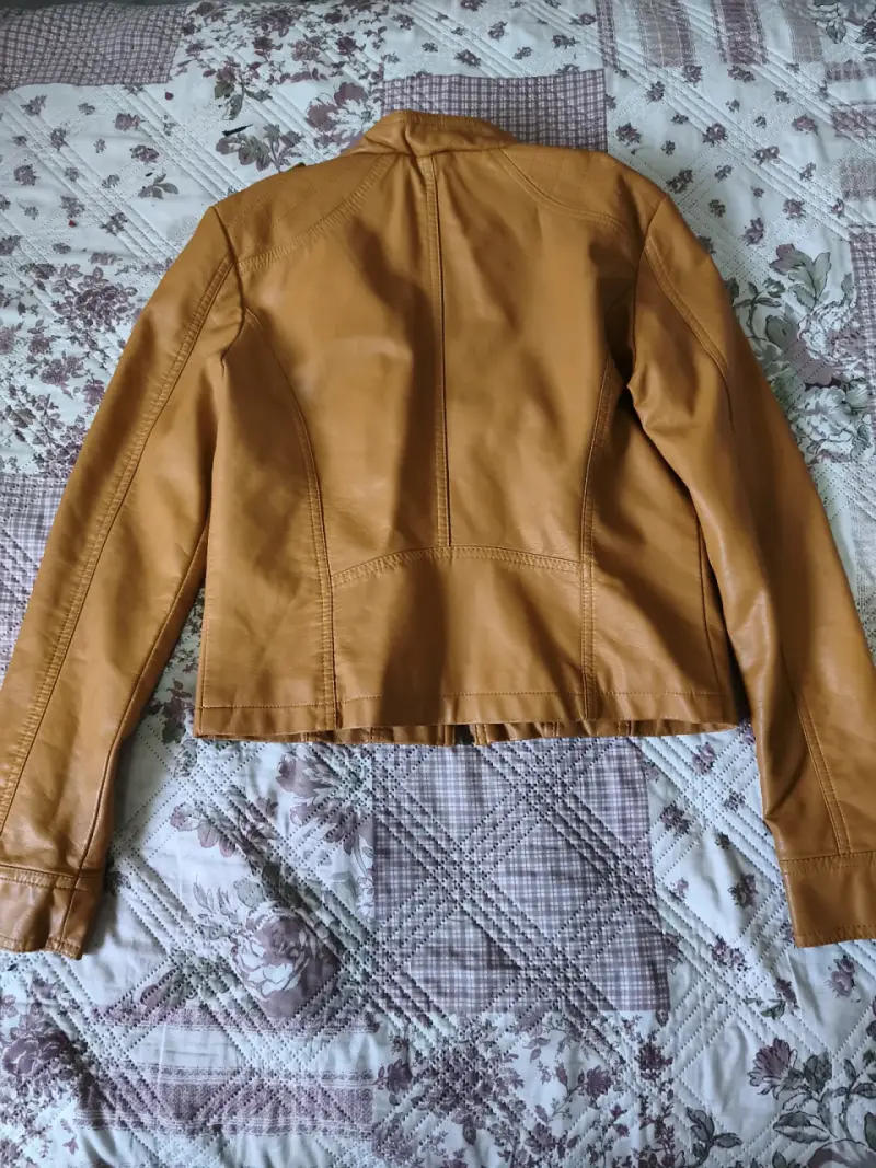 Chaqueta de cuero color mostaza - 3