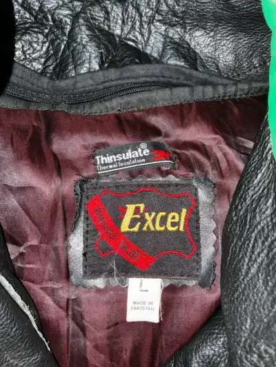 Chaqueta de cuero verde y negro talla L - miniatura 3
