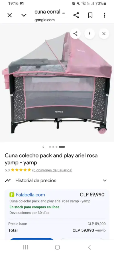 Cuna plegable color azul - miniatura 6