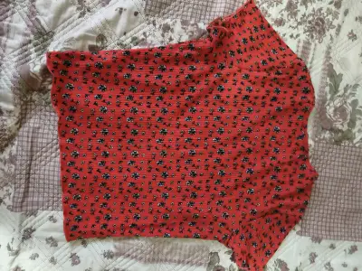 Polera naranja con estampado floral - miniatura 2