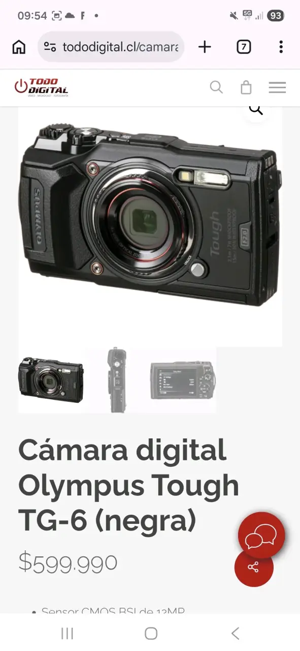 Cámara Olympus Tough TG-6 negra - 1