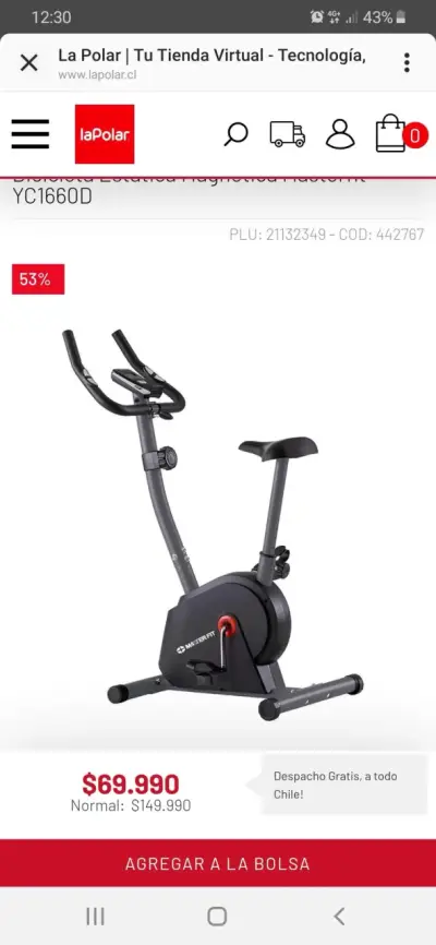 Bicicleta estática Masterfit negra - miniatura 4