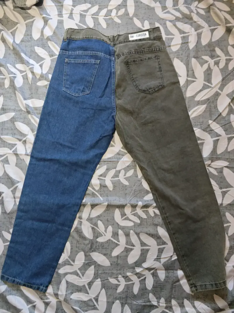 Pantalones bicolor de mezclilla - 1