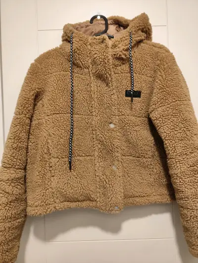 Chaqueta sherpa marrón con capucha - miniatura 1