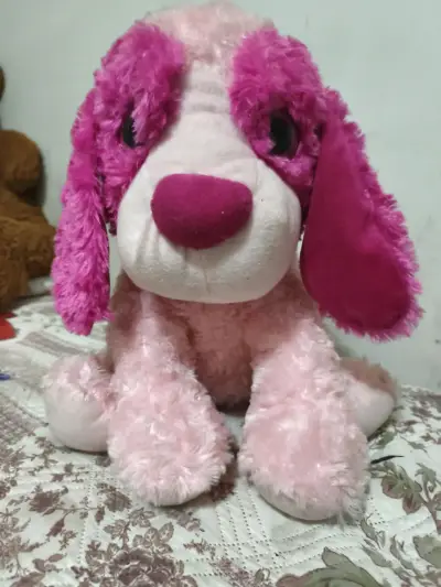 Peluche perro rosado suave - miniatura 1