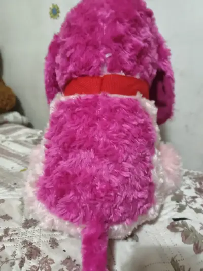 Peluche perro rosado suave - miniatura 3