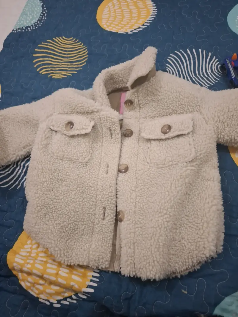 Chaqueta de lana beige de niña - 1