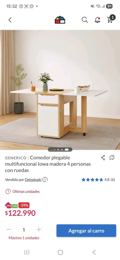 Comedor plegable multifuncional madera - miniatura 1