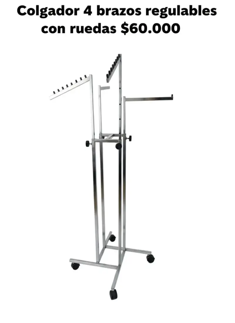 Rack Colgador Pro 4 Brazos Regulables con Ruedas