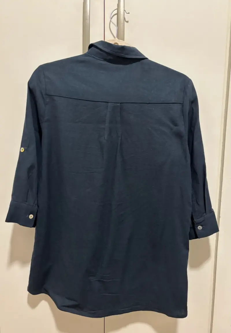 Blusa azul marino Aziz 30% lino - 2