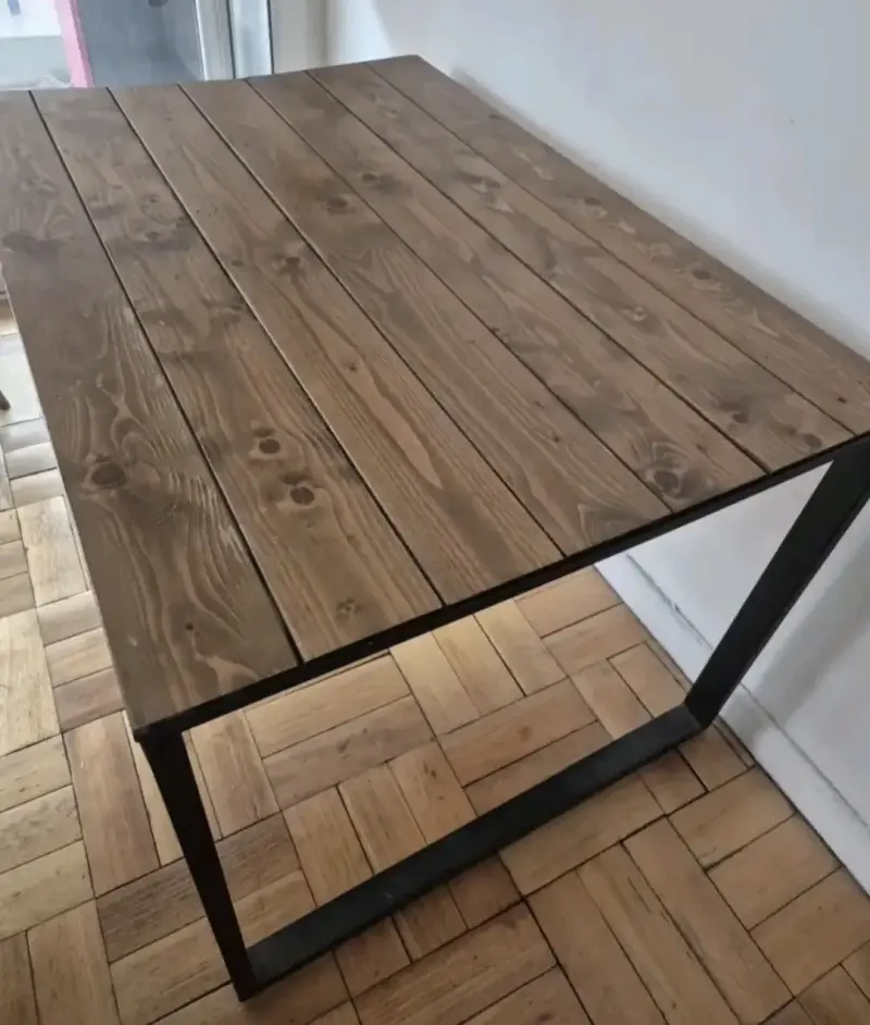 Mesa de comedor madera y metal - 1