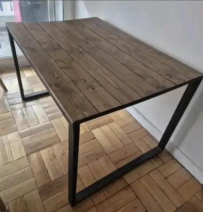 Mesa de comedor madera y metal - miniatura 2