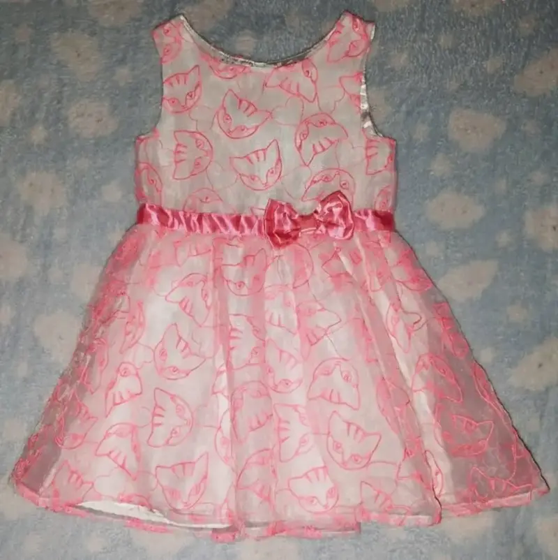 Vestido infantil rosa con lazo - 1