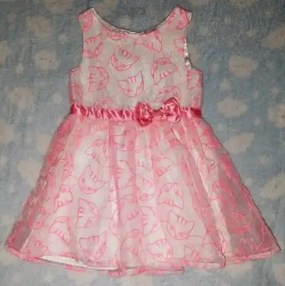 Vestido infantil rosa con lazo - miniatura 1