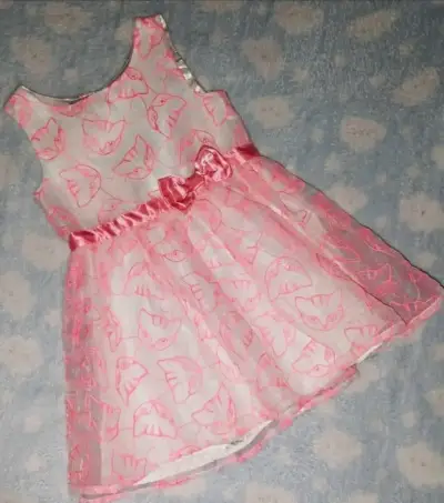 Vestido infantil rosa con lazo - miniatura 2