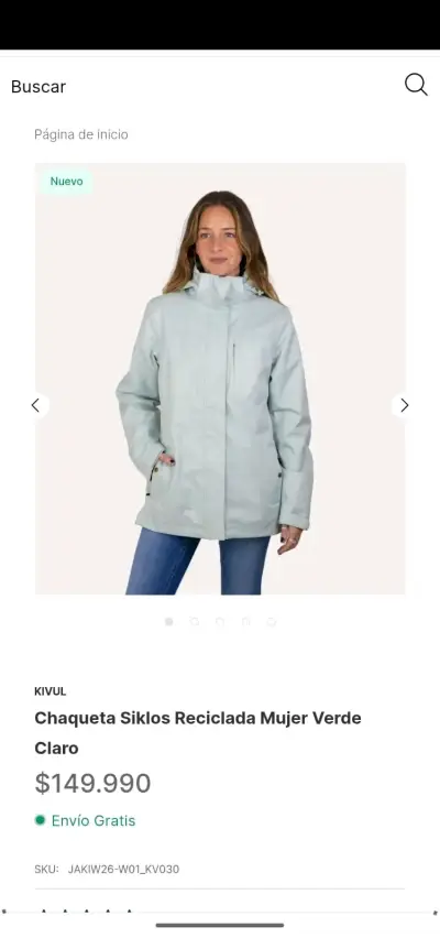 Chaqueta reciclada verde claro mujer - miniatura 1