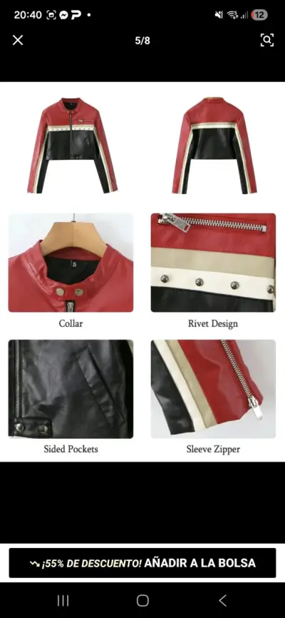 Chaqueta corta roja y negra - miniatura 2