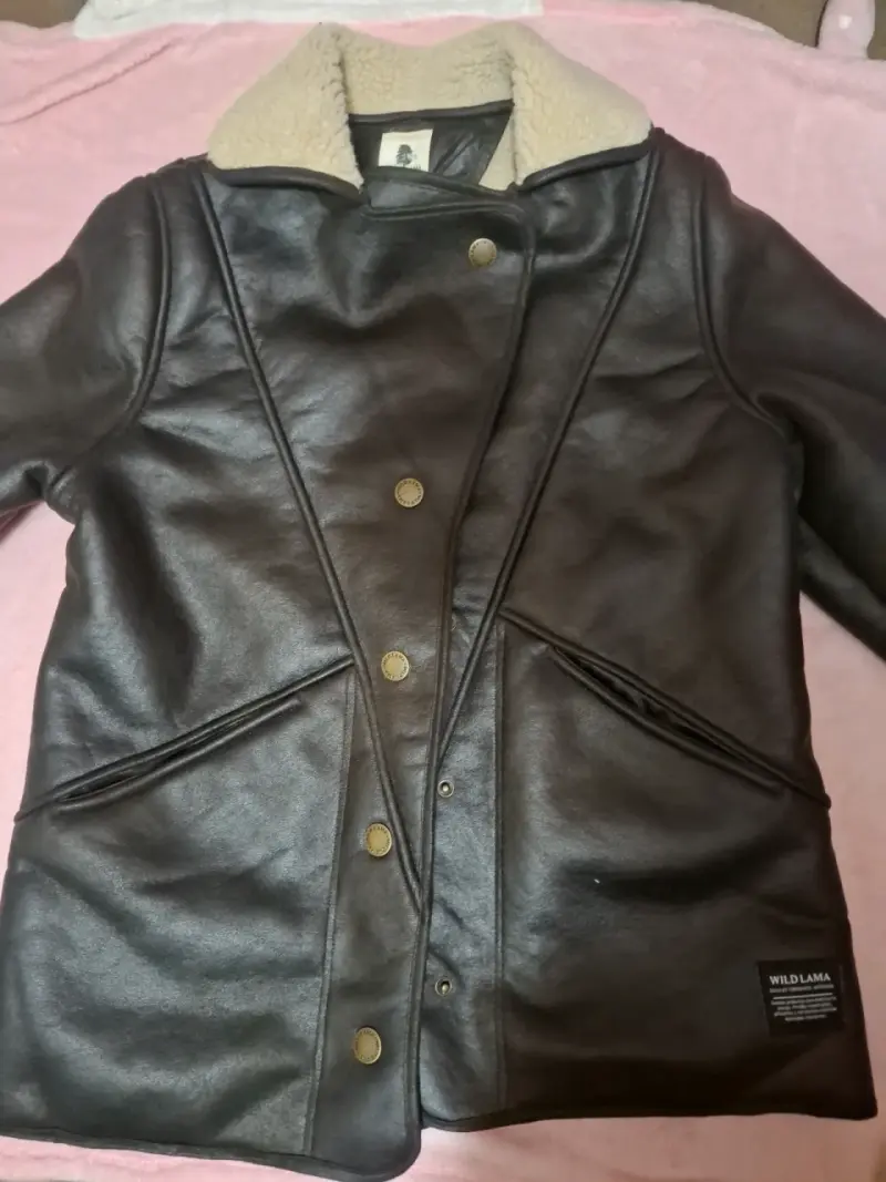 Chaqueta negra de cuero con forro - 1