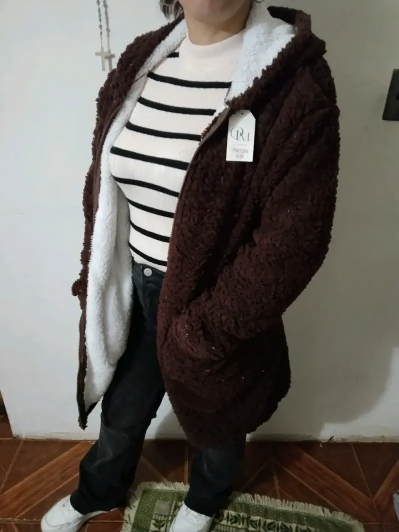 Chaqueta tipo corderito rosada - 3