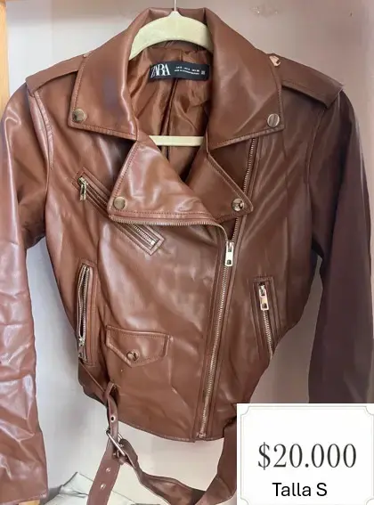 Chaqueta de cuero marrón Zara