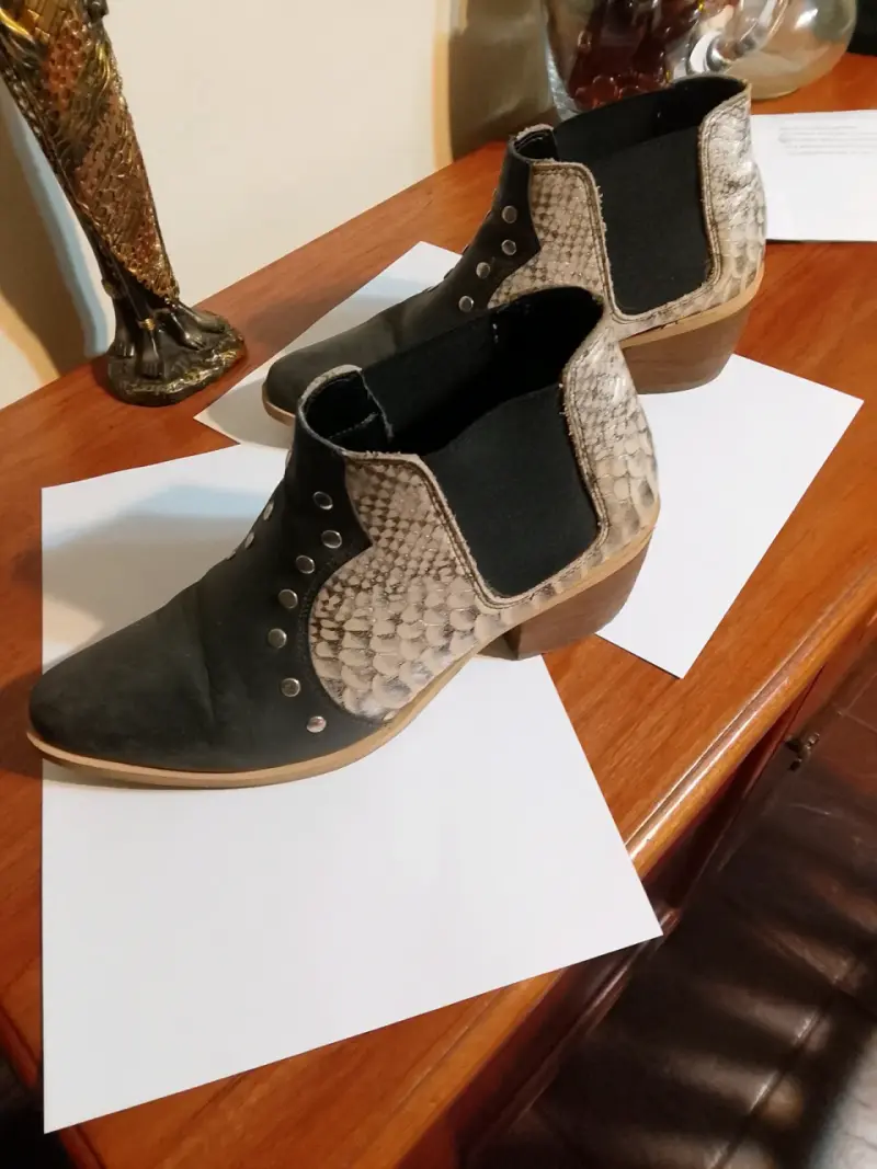 Botines de cuero negro y serpiente - 2