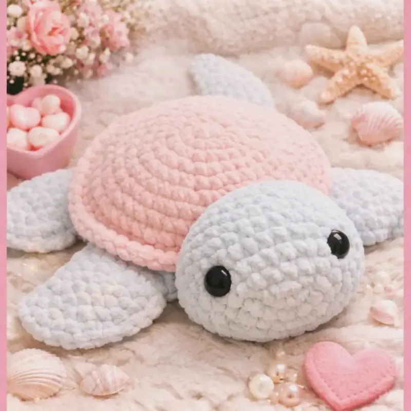 Tortuga de peluche rosada y celeste - 1
