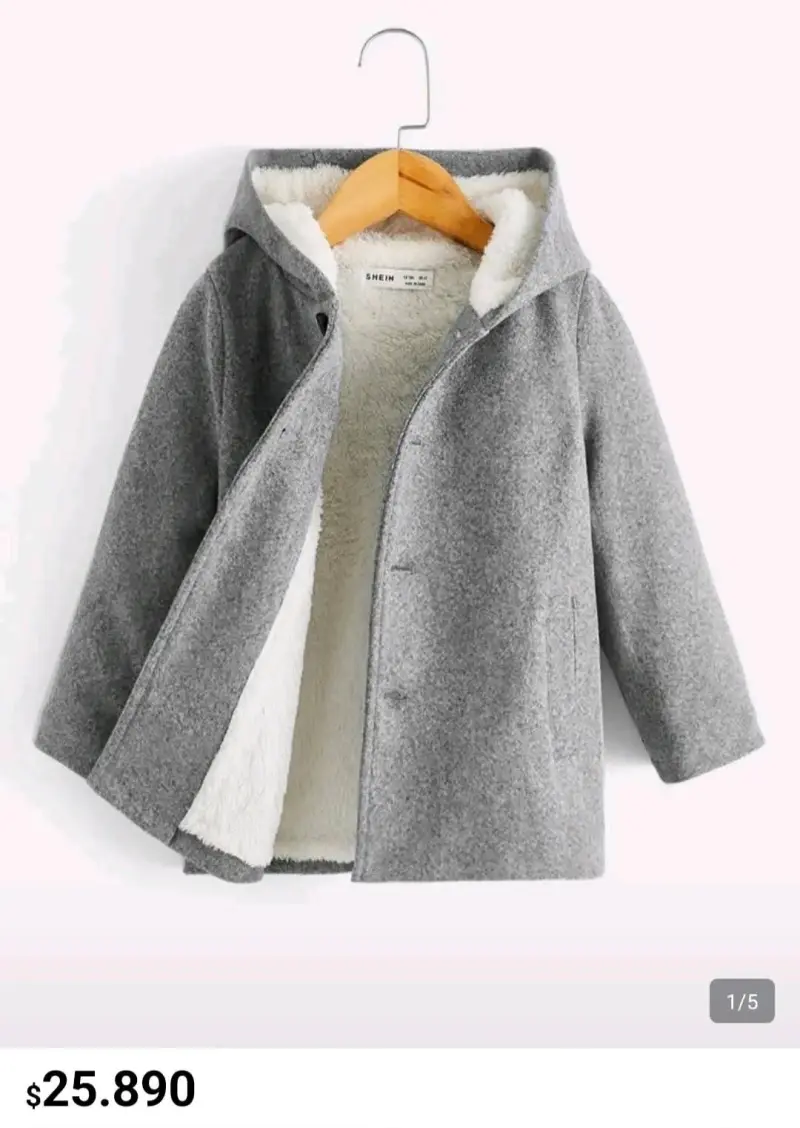 Abrigo gris con capucha - 1