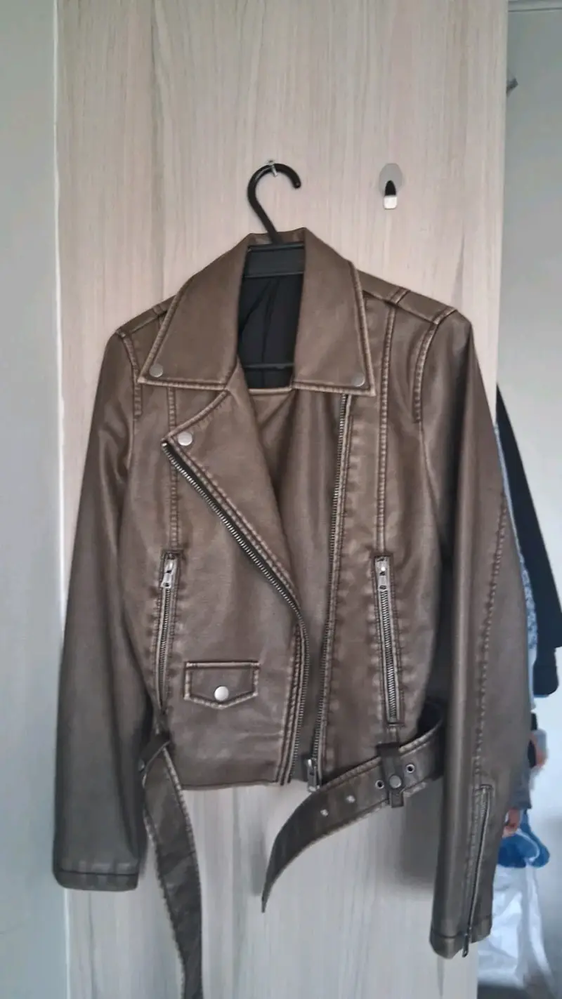 Chaqueta de cuero café mujer - 1