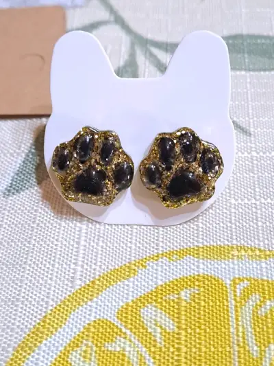 Aros huella con brillo dorado - miniatura 1